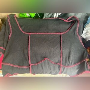 SHEIN 4xl stretch black top red zig zag stitch goth punk